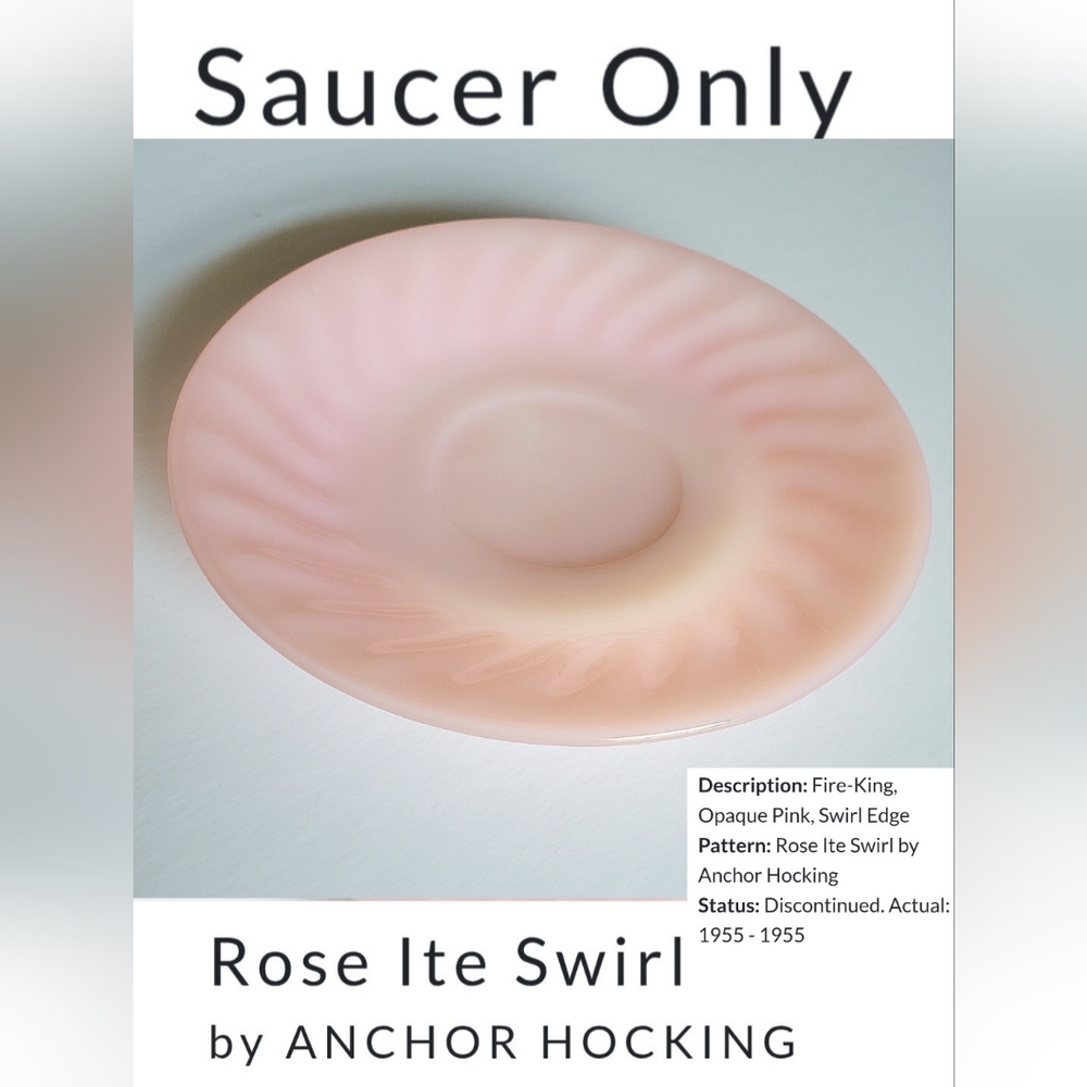 1955 Rose Ite Swirl Fire King 5 7/8" Saucer by Anchor Hocking